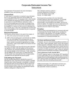 Colorado Corporate Estimated Tax Form