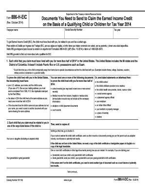 IRS Form 886-H-EIC for Earned Income Credit