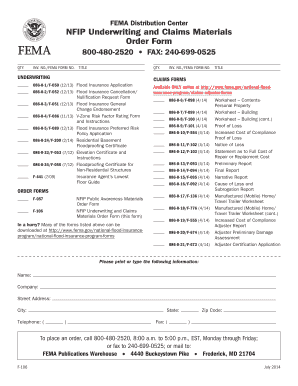 FEMA Flood Insurance Order Form