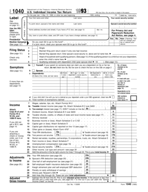 US Federal Form 1040 1993