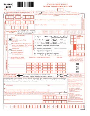 New Jersey Resident Income Tax Return