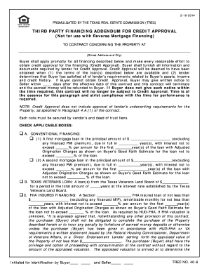 Texas Third Party Financing Addendum
