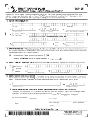 TSP-25 Automatic Enrollment Refund Request