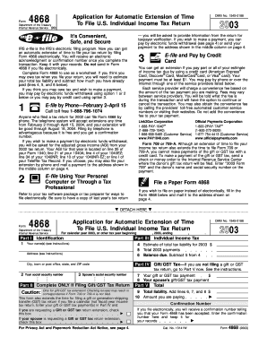 IRS Form 4868 Application for Automatic Extension of Time