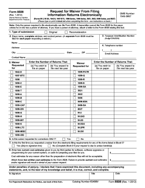 IRS Form 8508 Request for Waiver From Filing