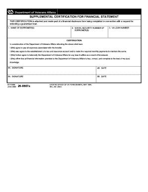 Supplemental Certification for Financial Statement