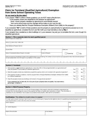 Michigan Farmland Exemption Claim Form