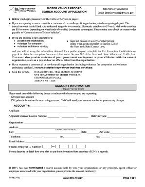 New York DMV Search Account Application