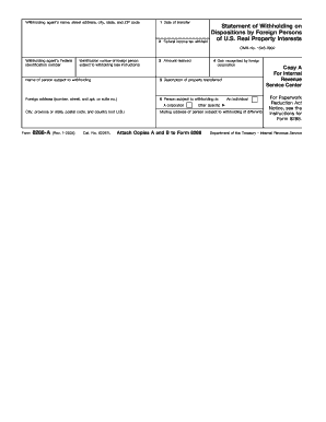 Form 8288-A Statement of Withholding on Dispositions by Foreign Persons