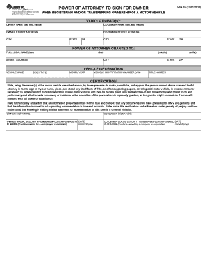 Power of Attorney for Vehicle Ownership Transfer