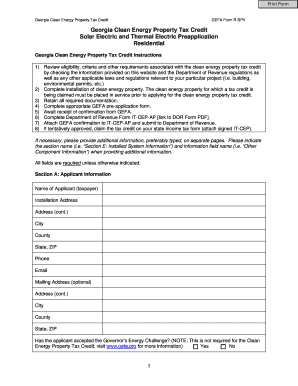 Georgia Clean Energy Property Tax Credit Form