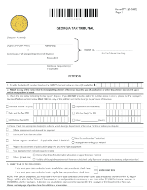 Georgia Tax Tribunal Petition Form GTT-1