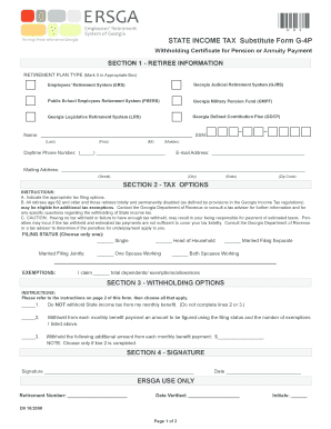 Georgia State Income Tax Withholding Certificate for Pension or Annuity Payments