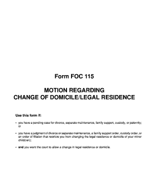 Motion Regarding Change of Domicile/Legal Residence