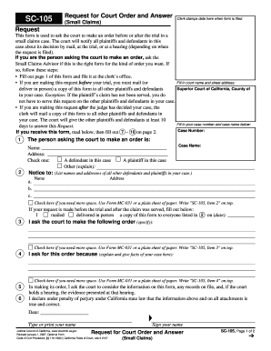 California Small Claims Court Order Request