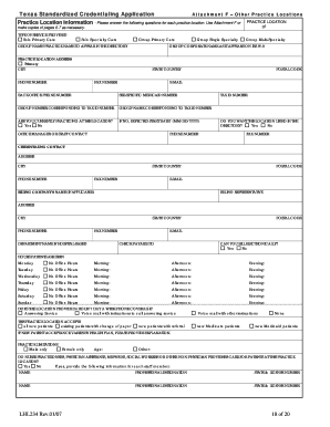 Texas Standardized Credentialing Application - Other Practice Locations