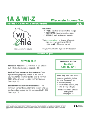 Wisconsin Income Tax Forms 1A and WI-Z