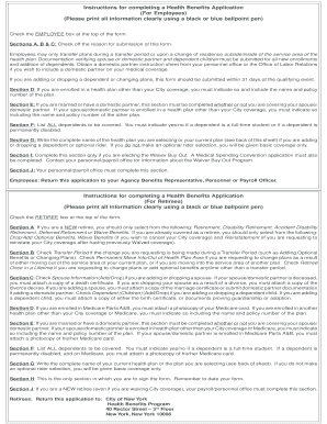City of New York Health Benefits Application