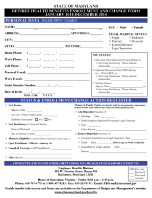 Maryland Retiree Health Benefits Enrollment Form