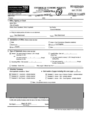 California Form 700 Statement of Economic Interests