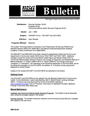 Michigan PASARR Forms DCH-3877 and DCH-3878