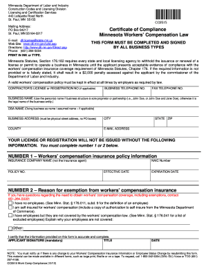 Minnesota Workers' Compensation Compliance Form