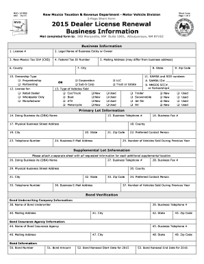 New Mexico Dealer License Renewal Form