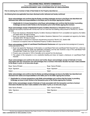 Oklahoma Real Estate Contract of Sale