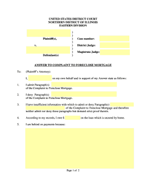 Answer to Complaint to Foreclose Mortgage