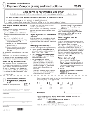 Illinois Department of Revenue Payment Coupon IL-501
