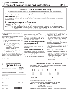 Illinois Department of Revenue Payment Coupon IL-501