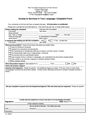 New York Language Access Complaint Form