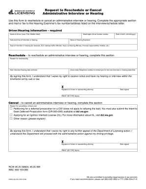 Washington Administrative Interview Rescheduling Form