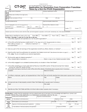 New York State Not-for-Profit Corporation Franchise Tax Exemption Application