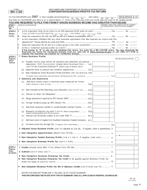 New Hampshire Corporation Business Profits Tax Return