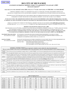 City of Milwaukee Personal Property Tax Form