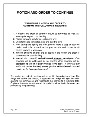 Motion and Order to Continue