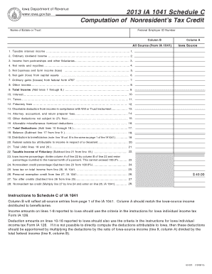 Iowa Nonresident Tax Credit Schedule C