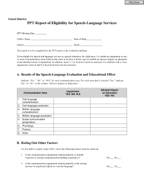 Speech-Language Service Eligibility Determination