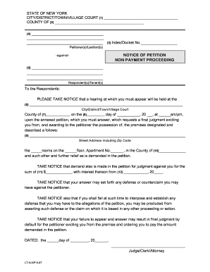 New York Non-Payment Eviction Notice