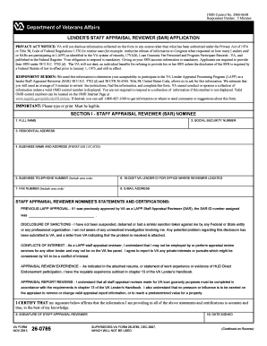 VA Lender's Staff Appraisal Reviewer Application