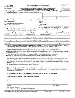 IRS Form 8821 Tax Information Authorization