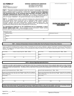 Oklahoma Workers' Compensation Physician Disclosure Form