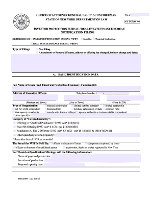 New York Form 99 Notification Filing