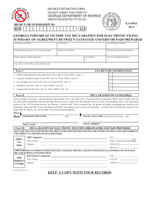 Georgia Individual Income Tax Declaration for Electronic Filing