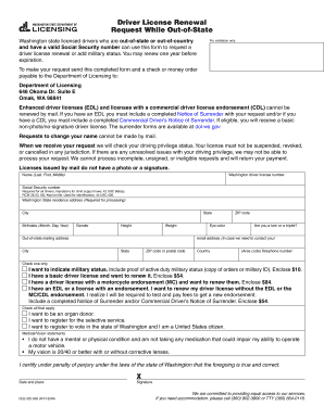Washington Driver License Renewal Request