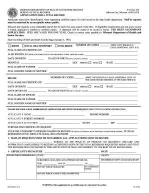 Missouri Vital Record Application