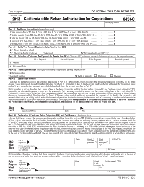 California e-file Return Authorization for Corporations