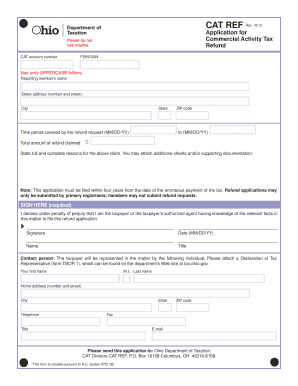 Ohio Commercial Activity Tax Refund Application