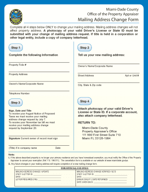Miami-Dade County Mailing Address Change Form